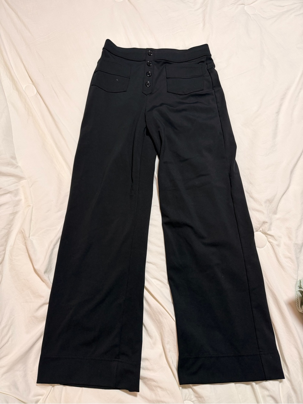 Halara Black Wide-Leg Button Front Pants